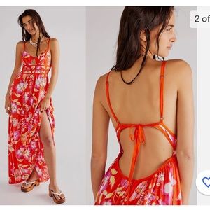 Free People Red Floral Maxi Dress